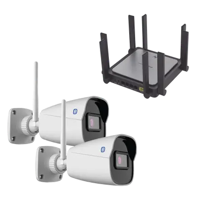 [XB42W-GEN3/RG-E5(US)] Wi-Fi Camera Bundle with Router / Includes 2 XB42W-GEN3 Cameras / 1 RG-E5(US) Router